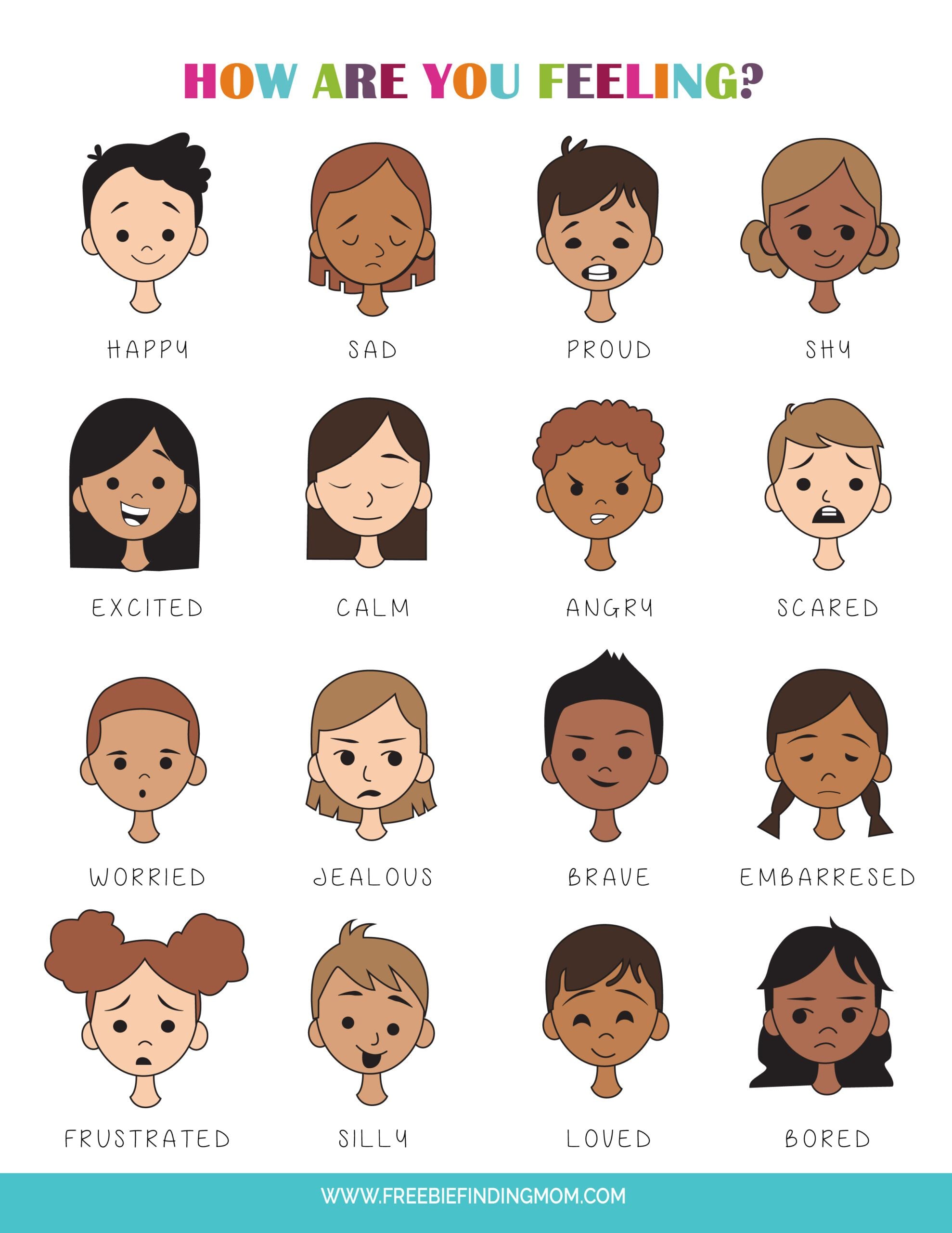 printable feelings chart for kids (pdf download)